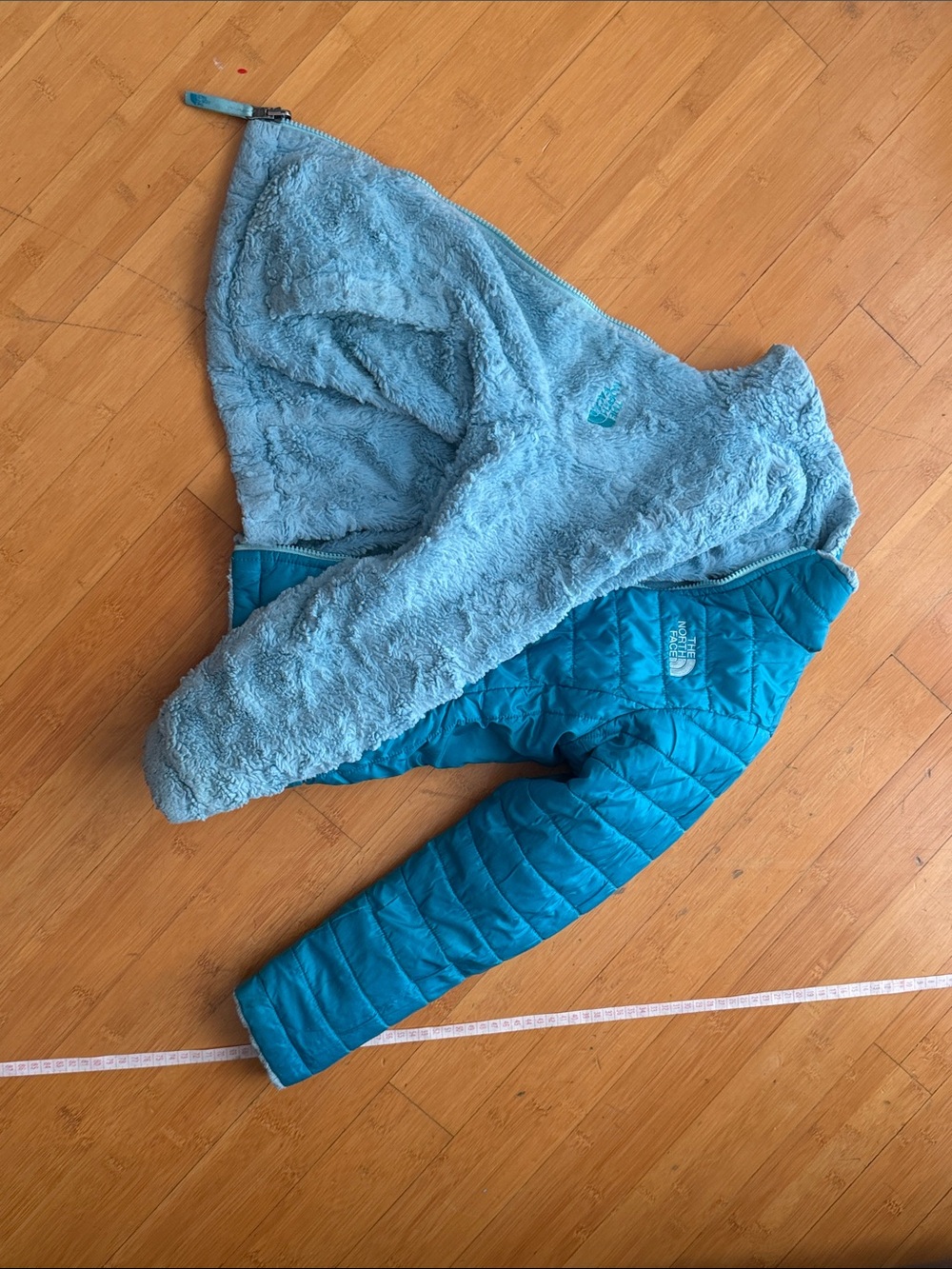 The North Face Kids Teal Double Sided Reversible Puffer Fleece Jacket